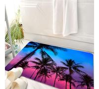 HKPOEQ Tappeto Bagno 50 x 80 cm,Tappetino in Microfibra, Tappeti Assorbente Antiscivolo,Palme al tramonto a Miami Beach, South Beach, Ocean Drive, Florida,Soffice Tappetini Doccia