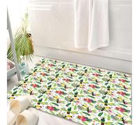 HKPOEQ Tappeto Bagno 50 x 80 cm,Tappetino in Microfibra, Tappeti Assorbente Antiscivolo,Pappagallo, giungla tropicale dell'isola con flora e fauna uccello tucano con quelli,Soffice Tappetini Doccia