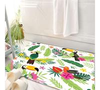 HKPOEQ Tappeto Bagno 50 x 80 cm,Tappetino in Microfibra, Tappeti Assorbente Antiscivolo,Pappagallo, giungla tropicale dell'isola con flora e fauna uccello tucano con quelli,Soffice Tappetini Doccia