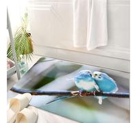 HKPOEQ Tappeto Bagno 50 x 80 cm,Tappetino in Microfibra, Tappeti Assorbente Antiscivolo,parabili Uccelli Dolci, Compagnia tra i baldacchini di boccioli blu e bianchi, Intimo,Soffice Tappetini Doccia