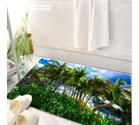 HKPOEQ Tappeto Bagno 50 x 80 cm,Tappetino in Microfibra, Tappeti Assorbente Antiscivolo,Paradiso sull'isola di Hawaii con un cielo spettacolare,Soffice Tappetini Doccia