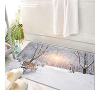 HKPOEQ Tappeto Bagno 50 x 80 cm,Tappetino in Microfibra, Tappeti Assorbente Antiscivolo,Parco invernale, alberi innevati e panchine creano una scena tranquilla nel parco imm,Soffice Tappetini Doccia