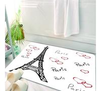 HKPOEQ Tappeto Bagno 50 x 80 cm,Tappetino in Microfibra, Tappeti Assorbente Antiscivolo,Parigi Set Torre Eiffel, Eiffel Parigi è sempre una buona idea Luoghi turistici Amore,Soffice Tappetini Doccia