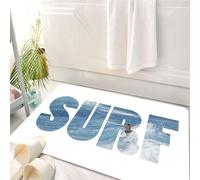 HKPOEQ Tappeto Bagno 50 x 80 cm,Tappetino in Microfibra, Tappeti Assorbente Antiscivolo,Parola SURF cavalcando un'onda oceanica gigante alle Hawaii,Soffice Tappetini Doccia