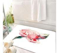 HKPOEQ Tappeto Bagno 50 x 80 cm,Tappetino in Microfibra, Tappeti Assorbente Antiscivolo,Peonia acquerello, singola peonia rosa con sottili riflessi rossi, seduta su uno sfon,Soffice Tappetini Doccia