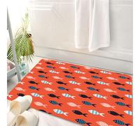 HKPOEQ Tappeto Bagno 50 x 80 cm,Tappetino in Microfibra, Tappeti Assorbente Antiscivolo,Pesca, motivo a pesce, nautico, marino, subacqueo, creatura, animale, acquario, arte,Soffice Tappetini Doccia