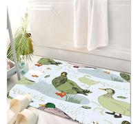 HKPOEQ Tappeto Bagno 50 x 80 cm,Tappetino in Microfibra, Tappeti Assorbente Antiscivolo,Piacevole motivo di anatre in vari colori e pose, che cita lo sfondo azzurro,Soffice Tappetini Doccia