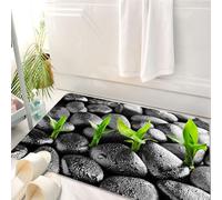 HKPOEQ Tappeto Bagno 50 x 80 cm,Tappetino in Microfibra, Tappeti Assorbente Antiscivolo,Pianta, pietre di basalto con foglie di bambù a cui aderiscono gocce d'acqua Armonia,Soffice Tappetini Doccia
