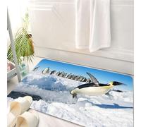 HKPOEQ Tappeto Bagno 50 x 80 cm,Tappetino in Microfibra, Tappeti Assorbente Antiscivolo,Pinguini del Polo Nord, fauna selvatica, nuoto, volo, danza, gruppo di famiglie di pi,Soffice Tappetini Doccia