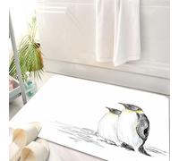 HKPOEQ Tappeto Bagno 50 x 80 cm,Tappetino in Microfibra, Tappeti Assorbente Antiscivolo,Pinguino, due pinguini disegnati da schizzi stanno insieme, mostrando le loro caratte,Soffice Tappetini Doccia