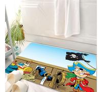 HKPOEQ Tappeto Bagno 50 x 80 cm,Tappetino in Microfibra, Tappeti Assorbente Antiscivolo,Pirata, divertente ragazzo pirata sul ponte della nave, viaggio in un'avventura peric,Soffice Tappetini Doccia