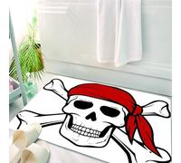 HKPOEQ Tappeto Bagno 50 x 80 cm,Tappetino in Microfibra, Tappeti Assorbente Antiscivolo,Pirata, pirata morto, teschio e ossa incrociate, bandana rossa, icona del bandito spa,Soffice Tappetini Doccia