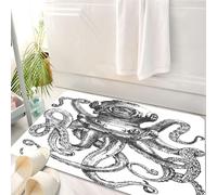 HKPOEQ Tappeto Bagno 50 x 80 cm,Tappetino in Microfibra, Tappeti Assorbente Antiscivolo,Polpo, Diver stile vintage Polpo Tentacoli di animali ma,Soffice Tappetini Doccia
