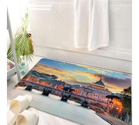 HKPOEQ Tappeto Bagno 50 x 80 cm,Tappetino in Microfibra, Tappeti Assorbente Antiscivolo,Ponte Sant'Angelo e la Basilica di San Pietro, l'iconico ponte e cattedrale, Ponte Sa,Soffice Tappetini Doccia