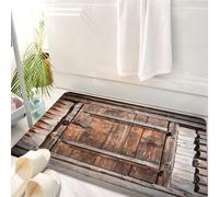 HKPOEQ Tappeto Bagno 50 x 80 cm,Tappetino in Microfibra, Tappeti Assorbente Antiscivolo,Porta rustica dello chalet, una vecchia porta di legno con cintura e serratura in met,Soffice Tappetini Doccia