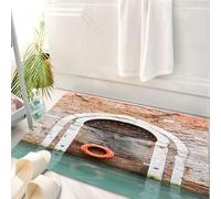 HKPOEQ Tappeto Bagno 50 x 80 cm,Tappetino in Microfibra, Tappeti Assorbente Antiscivolo,Porta rustica in legno con salvagente a Venezia,Soffice Tappetini Doccia