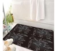 HKPOEQ Tappeto Bagno 50 x 80 cm,Tappetino in Microfibra, Tappeti Assorbente Antiscivolo,Posizione yoga. Grafica lineare con sfondo sfumato in bianco e nero.,Soffice Tappetini Doccia