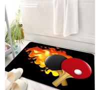 HKPOEQ Tappeto Bagno 50 x 80 cm,Tappetino in Microfibra, Tappeti Assorbente Antiscivolo,Racchette da ping-pong rosse e nere sono avvolte dalle fiamme, evocando immagini dina,Soffice Tappetini Doccia