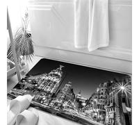 HKPOEQ Tappeto Bagno 50 x 80 cm,Tappetino in Microfibra, Tappeti Assorbente Antiscivolo,Raggi di luce dei semafori sulla Gran Vía, la principale via dello shopping di Madrid,Soffice Tappetini Doccia