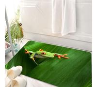 HKPOEQ Tappeto Bagno 50 x 80 cm,Tappetino in Microfibra, Tappeti Assorbente Antiscivolo,Rana dagli occhi rossi che striscia tra le foglie nella giungla al confine tra Panama,Soffice Tappetini Doccia