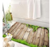 HKPOEQ Tappeto Bagno 50 x 80 cm,Tappetino in Microfibra, Tappeti Assorbente Antiscivolo,Recinzione in legno stagionato con sentieri di edera, accompagnata da margherite sull,Soffice Tappetini Doccia