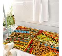 HKPOEQ Tappeto Bagno 50 x 80 cm,Tappetino in Microfibra, Tappeti Assorbente Antiscivolo,Ricco mélange di motivi africani Una celebrazione visiva della cultura,Soffice Tappetini Doccia