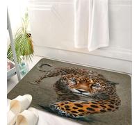HKPOEQ Tappeto Bagno 50 x 80 cm,Tappetino in Microfibra, Tappeti Assorbente Antiscivolo,Ritratto di leopardo, rendering artistico dettagliato, che mostra muscoli e motivi ma,Soffice Tappetini Doccia