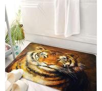 HKPOEQ Tappeto Bagno 50 x 80 cm,Tappetino in Microfibra, Tappeti Assorbente Antiscivolo,Ritratto di tigre, maestoso dipinto di tigre, ombre intense, l'arte rende omaggio all,Soffice Tappetini Doccia
