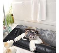 HKPOEQ Tappeto Bagno 50 x 80 cm,Tappetino in Microfibra, Tappeti Assorbente Antiscivolo,Ritratto di un bulldog inglese che riposa su una poltrona in pelle nera con un sigaro,Soffice Tappetini Doccia