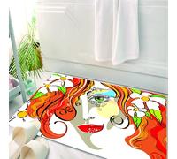 HKPOEQ Tappeto Bagno 50 x 80 cm,Tappetino in Microfibra, Tappeti Assorbente Antiscivolo,Ritratto vettoriale della giovane donna con i capelli rossi,Soffice Tappetini Doccia