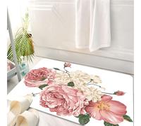 HKPOEQ Tappeto Bagno 50 x 80 cm,Tappetino in Microfibra, Tappeti Assorbente Antiscivolo,Rosa, corpetto antico con rosa vintage su sfondo grunge antico romantico primav,Soffice Tappetini Doccia