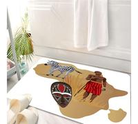 HKPOEQ Tappeto Bagno 50 x 80 cm,Tappetino in Microfibra, Tappeti Assorbente Antiscivolo,Safari, mappa dell'Africa e simboli culturali etnici tribali con l'arte di un uomo lo,Soffice Tappetini Doccia
