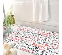 HKPOEQ Tappeto Bagno 50 x 80 cm,Tappetino in Microfibra, Tappeti Assorbente Antiscivolo,San Valentino, lettering d'amore disegnato a mano in stile doodle con pennello,Soffice Tappetini Doccia