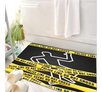 HKPOEQ Tappeto Bagno 50 x 80 cm,Tappetino in Microfibra, Tappeti Assorbente Antiscivolo,Scena del delitto, contorno delle vittime disegnato con il gesso e bande gialle,Soffice Tappetini Doccia