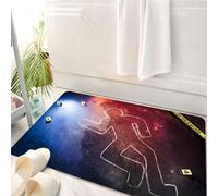 HKPOEQ Tappeto Bagno 50 x 80 cm,Tappetino in Microfibra, Tappeti Assorbente Antiscivolo,Scena del delitto, scena di omicidio recente, proiettili, contorno di gesso, marcator,Soffice Tappetini Doccia