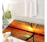 HKPOEQ Tappeto Bagno 50 x 80 cm,Tappetino in Microfibra, Tappeti Assorbente Antiscivolo,Scena del tramonto, i rami scheletrici di un albero appoggiati a un vivido cielo ross,Soffice Tappetini Doccia