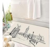 HKPOEQ Tappeto Bagno 50 x 80 cm,Tappetino in Microfibra, Tappeti Assorbente Antiscivolo,Scena moderna della città di Londra con il monumento del Big Ben in stile schizzo,Soffice Tappetini Doccia