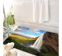 HKPOEQ Tappeto Bagno 50 x 80 cm,Tappetino in Microfibra, Tappeti Assorbente Antiscivolo,Seljalandsfoss è una delle cascate più belle d'Islanda. Si trova nel sud dell'isola.,Soffice Tappetini Doccia