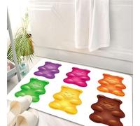 HKPOEQ Tappeto Bagno 50 x 80 cm,Tappetino in Microfibra, Tappeti Assorbente Antiscivolo,Set di bellissimi orsetti gommosi realistici e colorati. Caramelle dolci. Gusti mirti,Soffice Tappetini Doccia