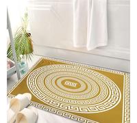 HKPOEQ Tappeto Bagno 50 x 80 cm,Tappetino in Microfibra, Tappeti Assorbente Antiscivolo,Set di ornamenti greci tradizionali vintage quadrati e rotondi dorati, bordo a meandr,Soffice Tappetini Doccia