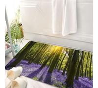 HKPOEQ Tappeto Bagno 50 x 80 cm,Tappetino in Microfibra, Tappeti Assorbente Antiscivolo, Set, il sole illumina un tappeto di Bluebells Blooms Deep a Woodl,Soffice Tappetini Doccia