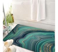 HKPOEQ Tappeto Bagno 50 x 80 cm,Tappetino in Microfibra, Tappeti Assorbente Antiscivolo,Sfondo astratto marmorizzato blu, bianco, verde e turchese. Motivo marmo liquido. L'e,Soffice Tappetini Doccia