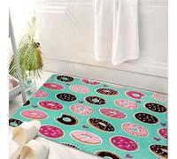 HKPOEQ Tappeto Bagno 50 x 80 cm,Tappetino in Microfibra, Tappeti Assorbente Antiscivolo,Sfondo senza soluzione di continuità con sette ciambelle dolci.,Soffice Tappetini Doccia
