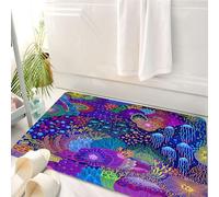 HKPOEQ Tappeto Bagno 50 x 80 cm,Tappetino in Microfibra, Tappeti Assorbente Antiscivolo,Sotto il mare con un design concettuale di corallo con un eco che esplode, illustrazi,Soffice Tappetini Doccia