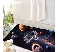 HKPOEQ Tappeto Bagno 50 x 80 cm,Tappetino in Microfibra, Tappeti Assorbente Antiscivolo,Spazio, Astronauta tra i pianeti Marte Nettuno Giove,Soffice Tappetini Doccia