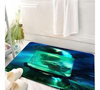 HKPOEQ Tappeto Bagno 50 x 80 cm,Tappetino in Microfibra, Tappeti Assorbente Antiscivolo,Spazio, UFO marziano alieno in un acquario come immagine artistica di un tubo, nero a,Soffice Tappetini Doccia