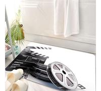 HKPOEQ Tappeto Bagno 50 x 80 cm,Tappetino in Microfibra, Tappeti Assorbente Antiscivolo,Strumenti cinematografici, ciak con bobine di film, che rappresentano le basi della p,Soffice Tappetini Doccia