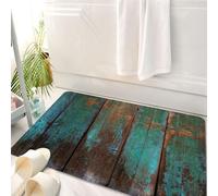 HKPOEQ Tappeto Bagno 50 x 80 cm,Tappetino in Microfibra, Tappeti Assorbente Antiscivolo,Tavole di legno d'epoca, superficie invecchiata con macchie verdi e marroni, che indi,Soffice Tappetini Doccia