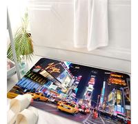 HKPOEQ Tappeto Bagno 50 x 80 cm,Tappetino in Microfibra, Tappeti Assorbente Antiscivolo,Teatri di Broadway e gne LED animate a New York Times Square, New York City, Stati Un,Soffice Tappetini Doccia