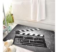 HKPOEQ Tappeto Bagno 50 x 80 cm,Tappetino in Microfibra, Tappeti Assorbente Antiscivolo,Tema del film, ciak su sfondo retrò, che segna l'inizio della scena,Soffice Tappetini Doccia